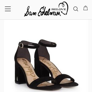EUC Sam Edelman Daniella Sandal Black Suede with gold colored accents size 7.5